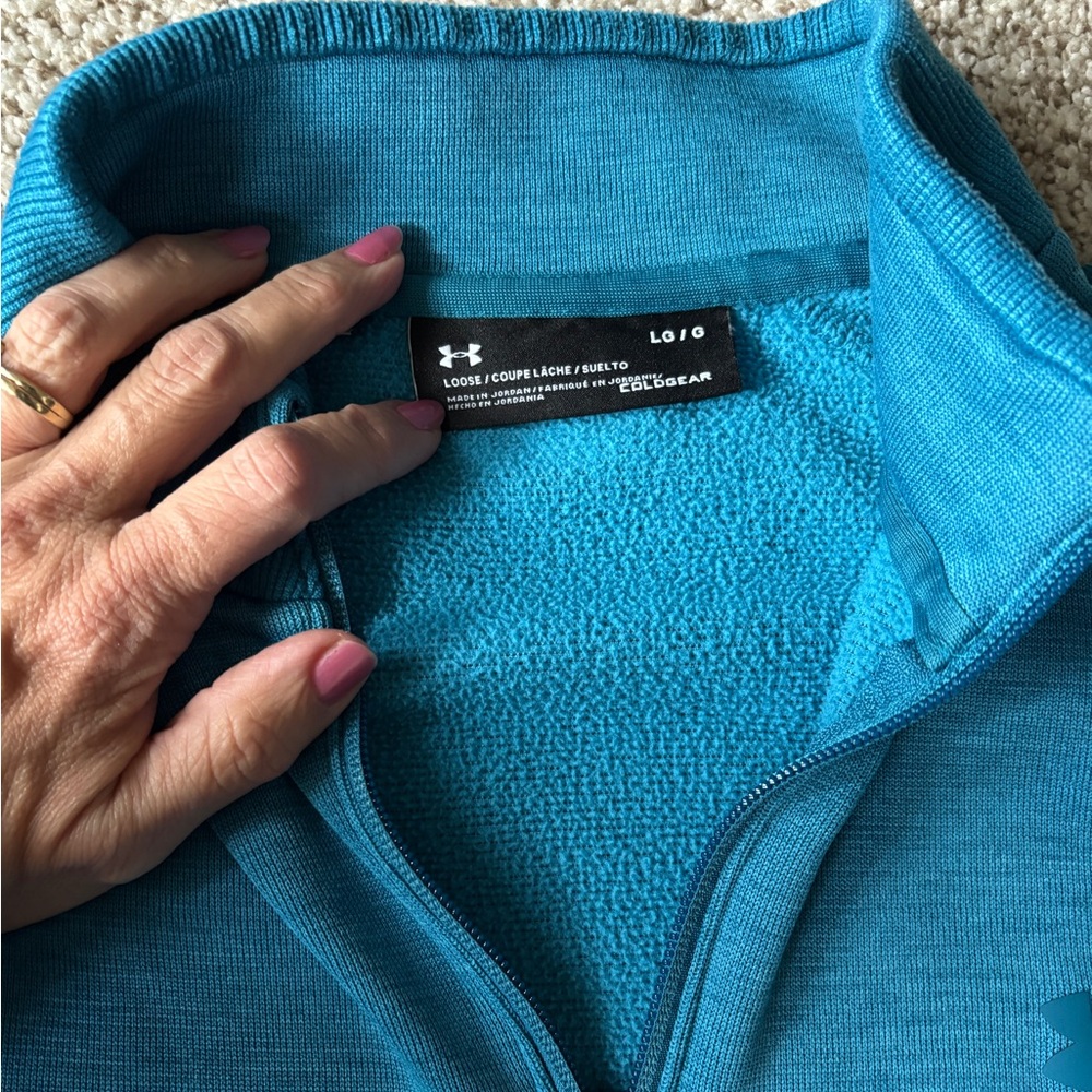 Under Armour Cold Gear BLUE Mens 1/4 Zip Sweatshirt Pullover Size Large - Picture 3 of 6
